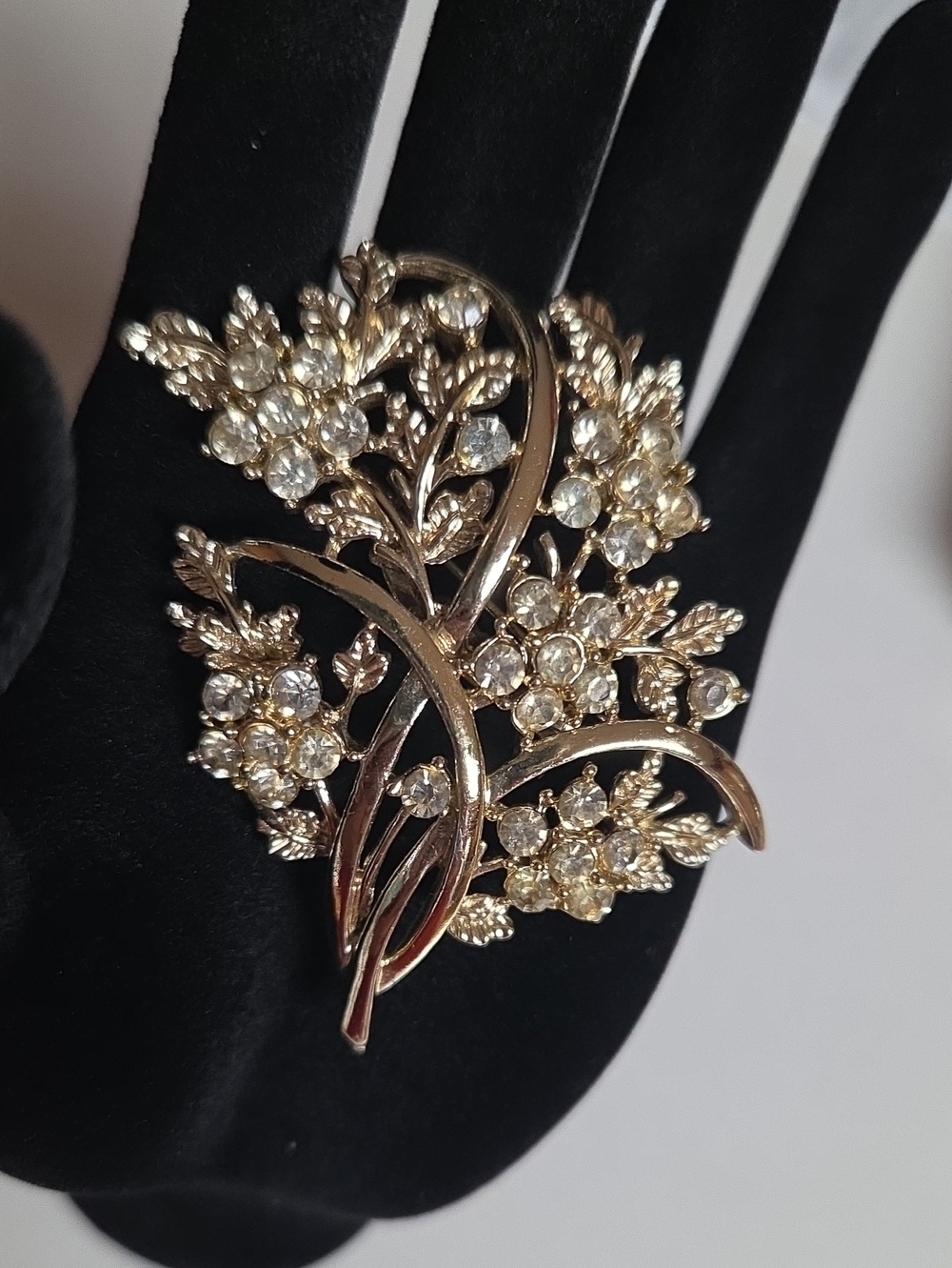 Gold Floral Crystal Brooch - Women Jewelry